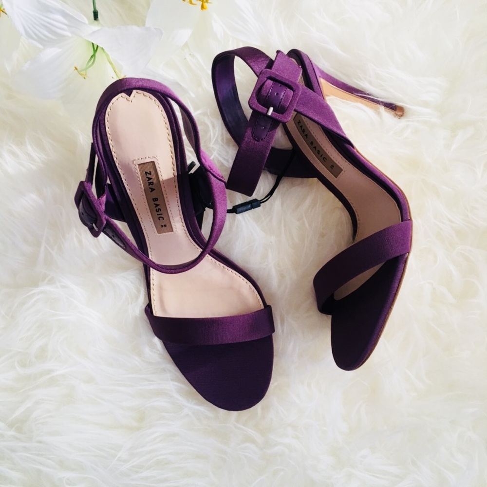 ZARA Purple Strap High Heels Size 8